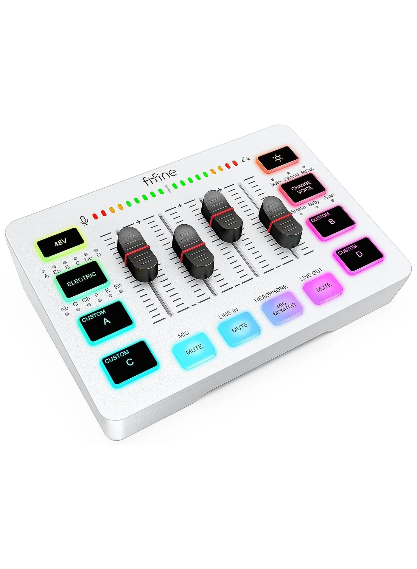 Premium Audio Mixer for Streaming and Gaming with XLR Microphone Interface and Slider Fader (White) cvr12
