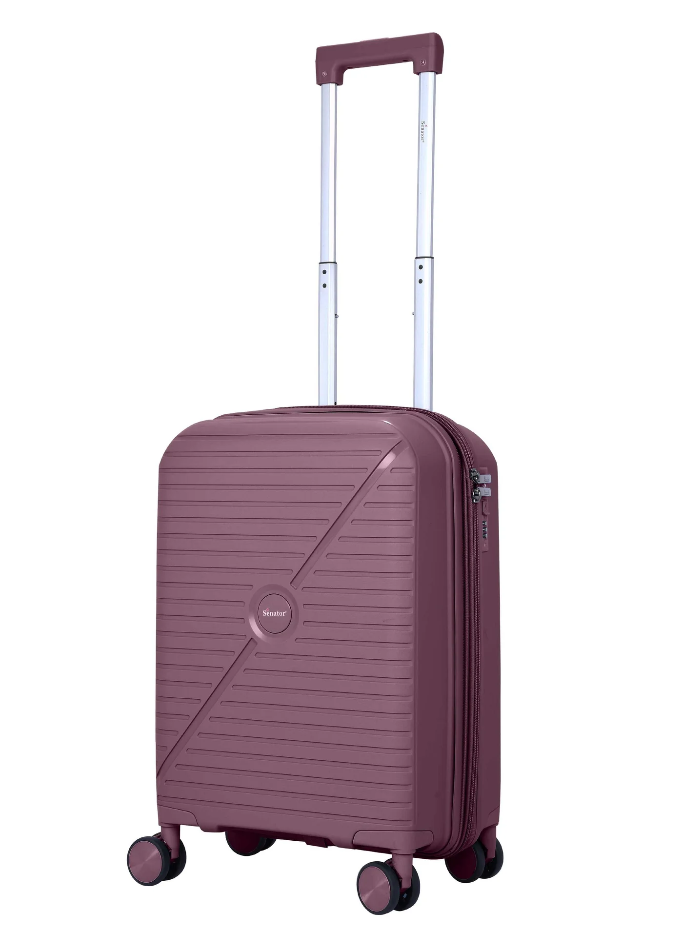 SENATOR Expandable Hard Case Carry-On Trolley Luggage with 360-Degree Spinner Wheels (Purple, 55 cm) pt5q6