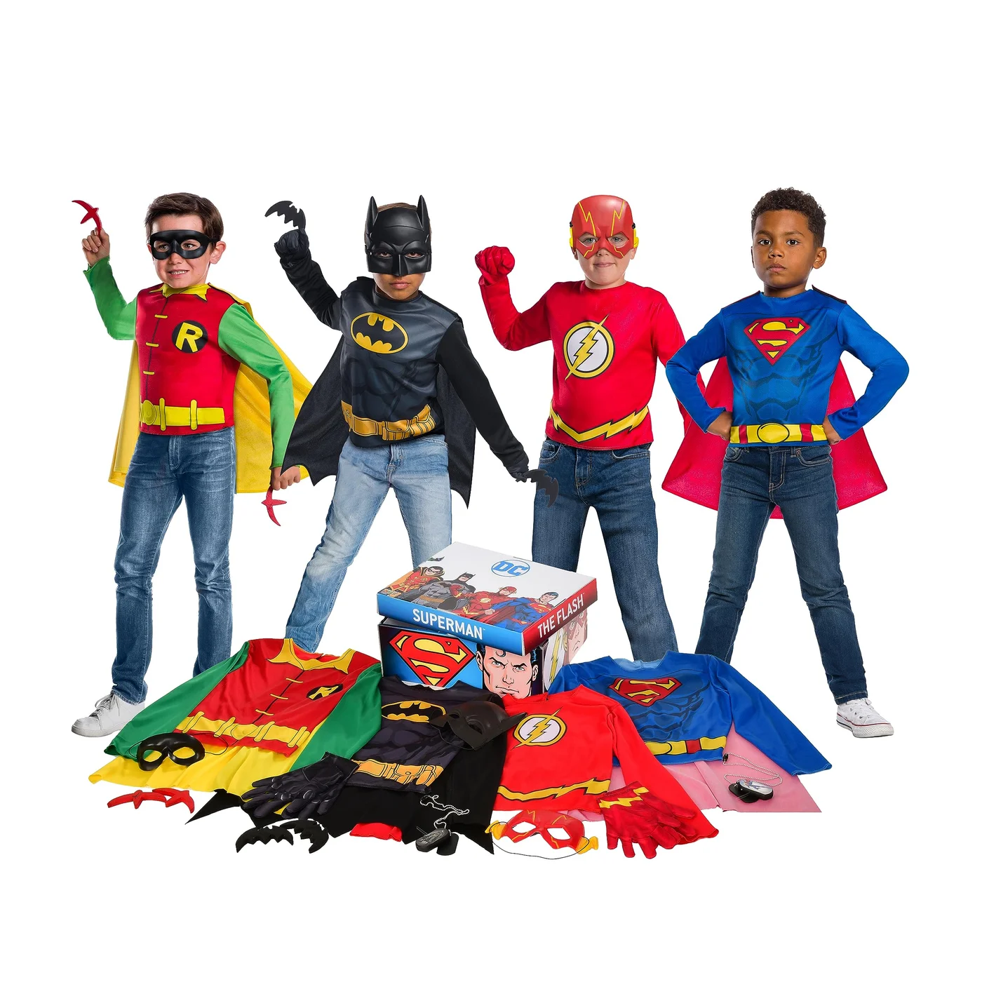 Premium Superhero Dress-Up Trunk Set for Kids (21-Piece Costume Collection with Capes Masks and Accessories) m4e47