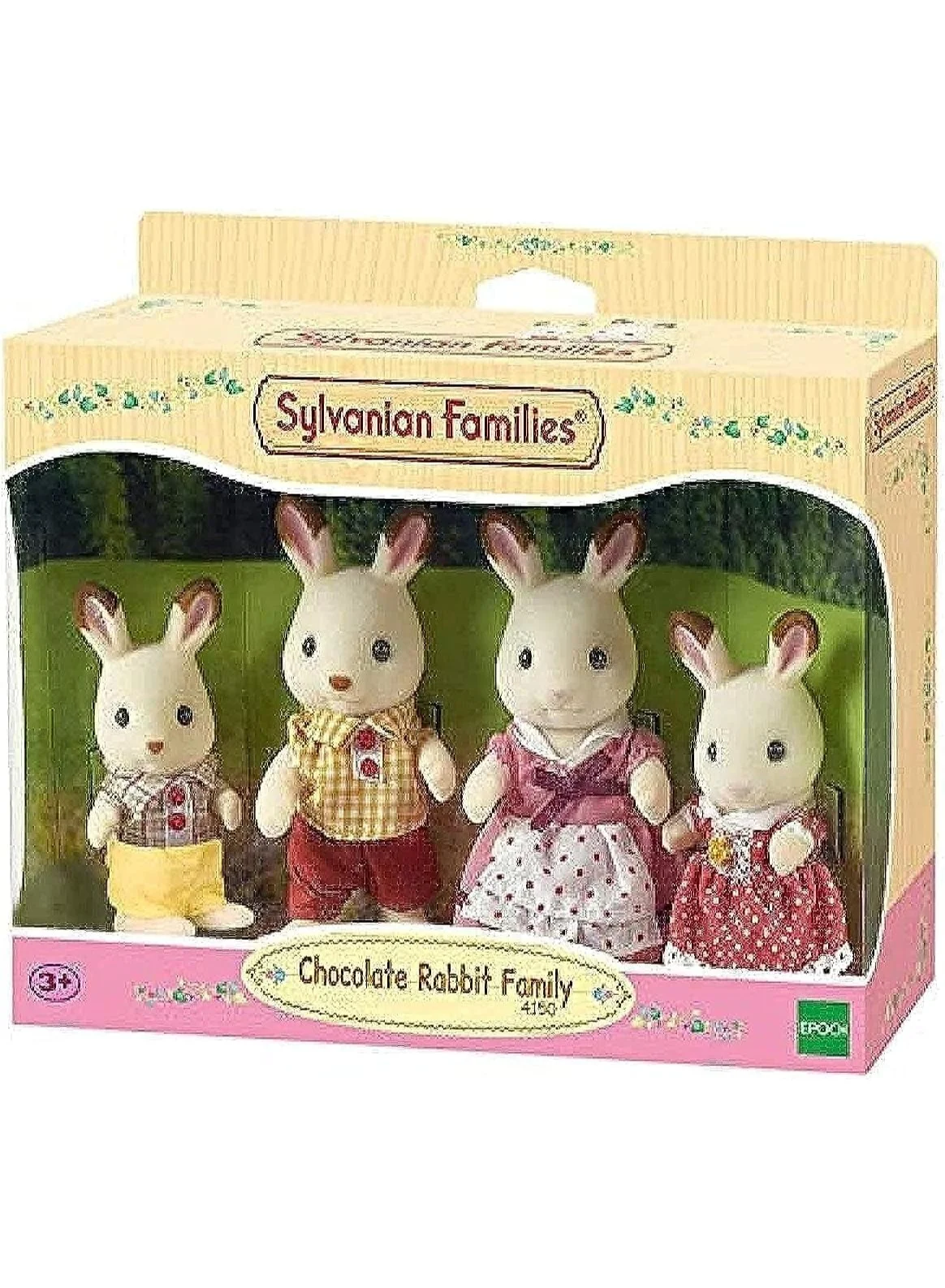Chocolate Rabbit Family Figurine Toy Set (4 Piece Animal Doll Collection for Kids) ktf3o