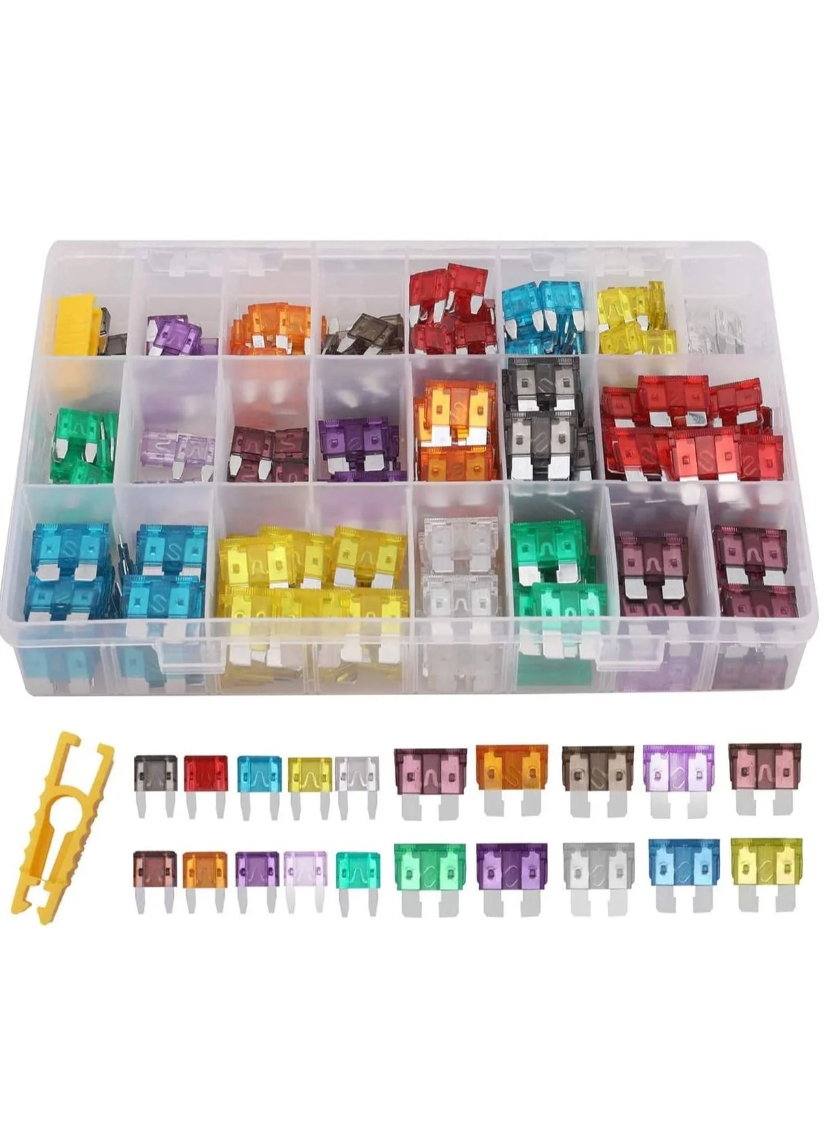 SYOSI Automotive Standard Blade Fuse Assortment Set (100-Piece) with Fuse Extractor Tool for Car and Truck Electrical Replacement jx4x9