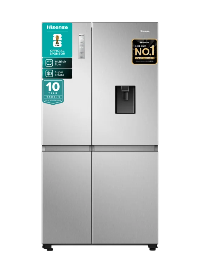 Hisense Side By Side Refrigerator 649L Net Capacity Premium Stainless Steel Finish with Non-Plumbed Water Dispenser and Inverter Technology (Silver, 649L) zog4j