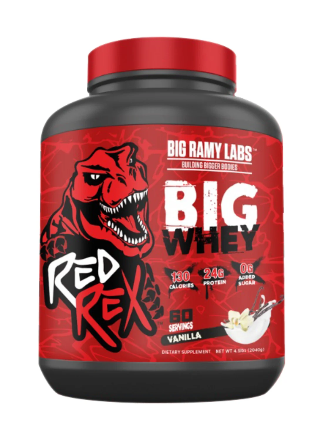 RED REX Whey Protein Powder Vanilla Flavor Premium Muscle Support & Recovery (2.04 kg) lj1yc