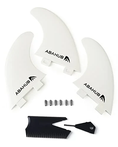 Abahub Surfboard Thruster Fins Set Fiberglass Reinforced G5 Surf Fins for Longboard and Shortboard (White, 3-Piece Set) xvrhh