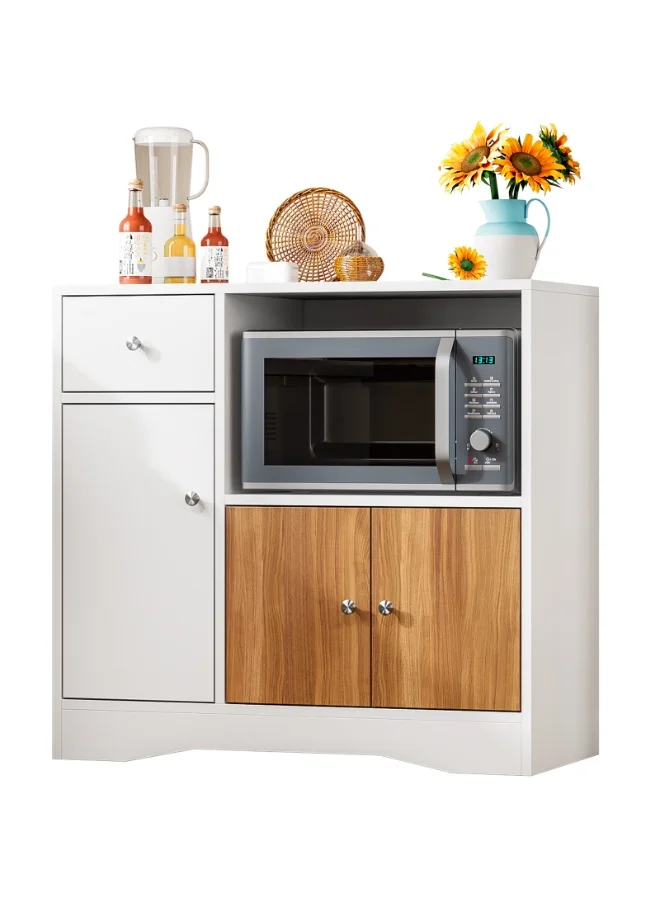 Forthcan Modern Microwave Stand Buffet Cabinet with Open Shelves (Wooden, Compact Kitchen Storage) 0nheq