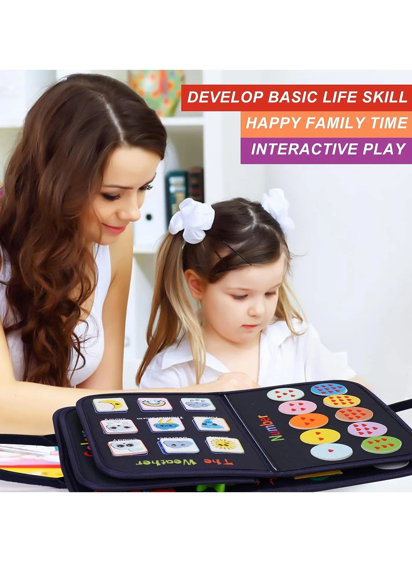 Unikbebe Montessori Busy Board 8-in-1 Sensory Activity Book for Toddlers (Educational Travel Toy, Fabric, 28 cm x 22 cm) l55ir