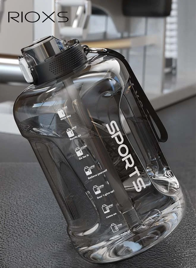 RIOXS Large Capacity Sports Water Bottle with Straw and Time Marker (2.5L, BPA-Free Plastic) 8gcep