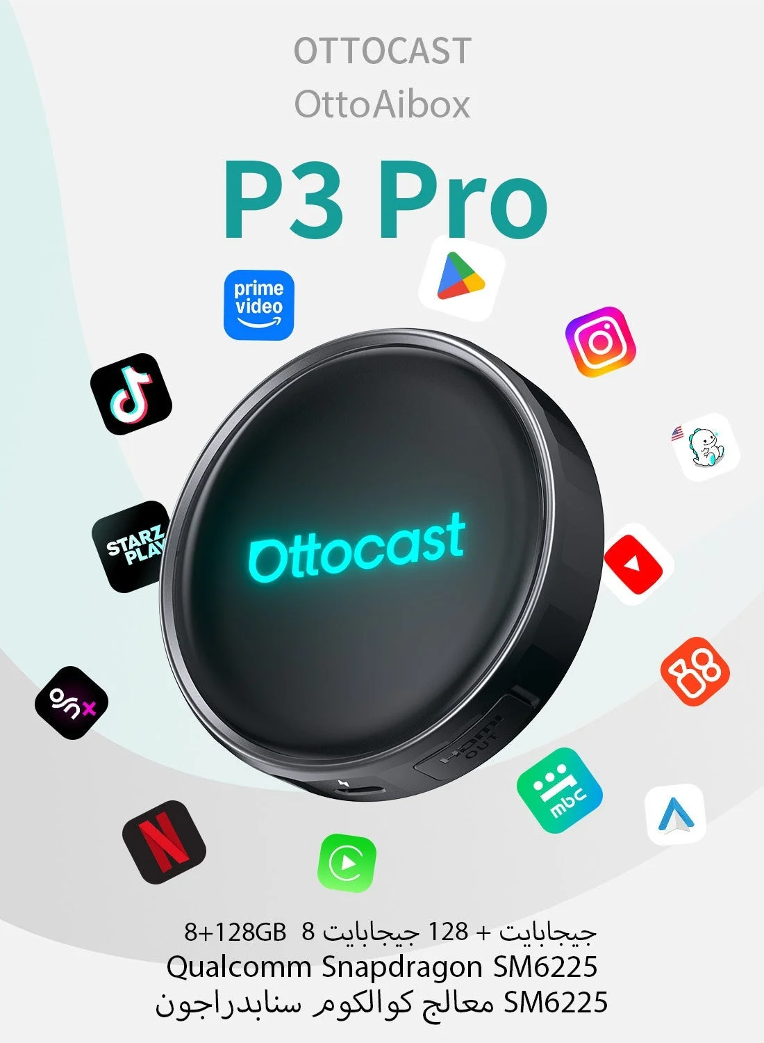 Premium AI Multimedia Box for Wireless CarPlay and Android Auto (8GB RAM 128GB ROM, HDMI Output, Split Screen Support) hh0mi