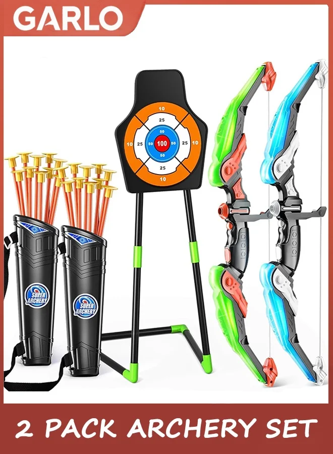 Garlo Archery Set for Kids with Light Up Bows and Suction Cup Arrows (2 Pack, 24 Arrows) jpq86