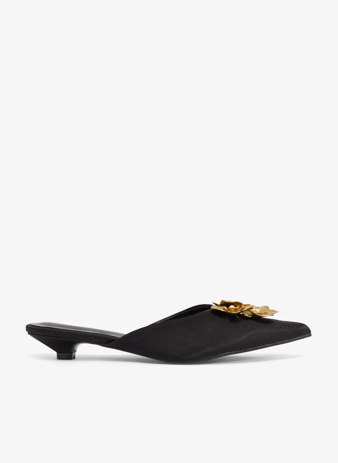 Ella Limited Edition Gold Embellished Open Back Low Heel Pumps (Women, Gold) t01s8