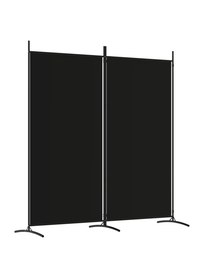 VidaXL 2-Panel Room Divider Privacy Screen (Black, 175x180 cm) Premium Fabric Partition for Home and Office mal2n