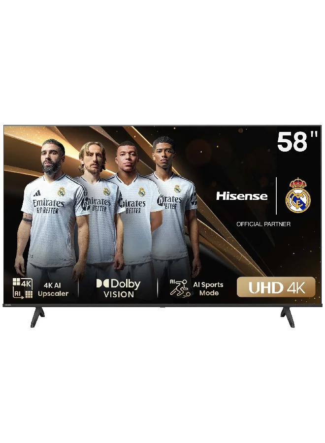 Premium 58 Inch 4K UHD Smart TV with AI Upscaling and Dolby Vision (Black, 147 cm) aehtv
