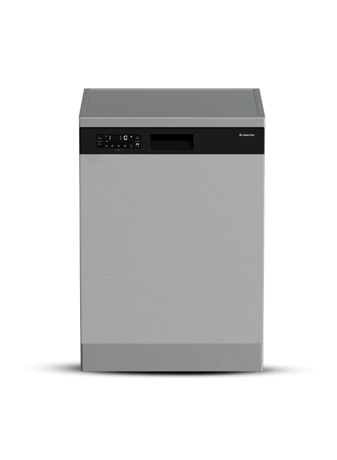 Ariston Freestanding Dishwasher 15 Place Settings Full Size with AquaIntense PowerWash and Active Ventilation Drying (Stainless Steel Inox) s4vk9