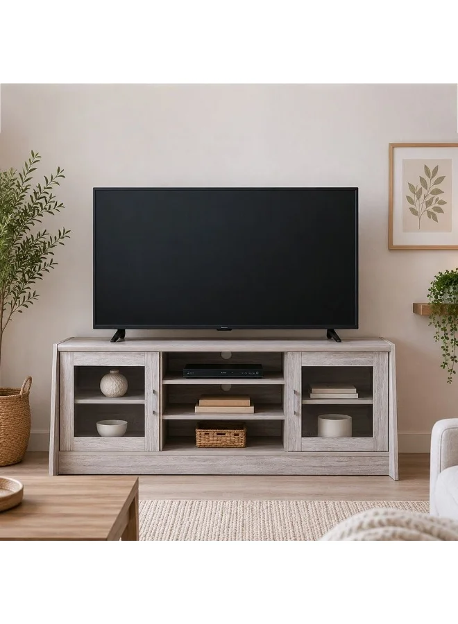 DANUBE HOME Woody TV Cabinet Modern Entertainment Media Console (Grey Oak, 160 x 49.5 x 60 cm) y64ek