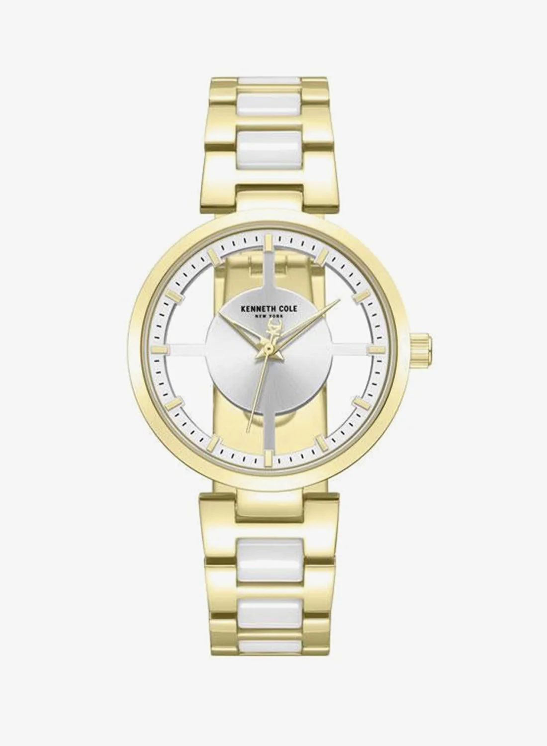Queensboro Women's Quartz Analog Watch with Silver Dial and Gold-White Stainless Steel Bracelet (36mm) vc0lg