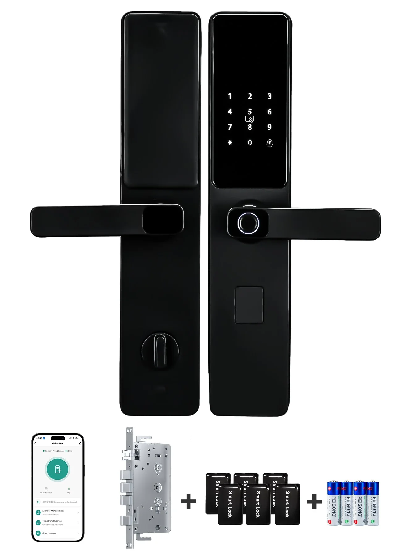 ATuMan Smart Door Lock with Handle WiFi Keypad Entry System (Black, 6068 Mortise) t7h0m