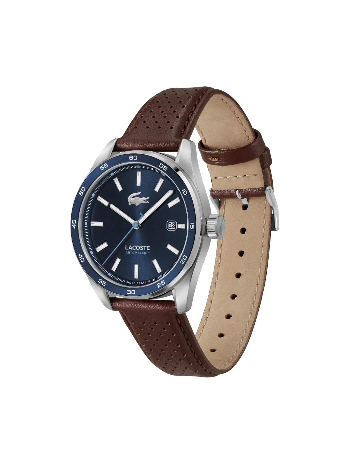 Premium Round Analog Men's Watch with Blue Case and Leather Strap (One Size) kynt6