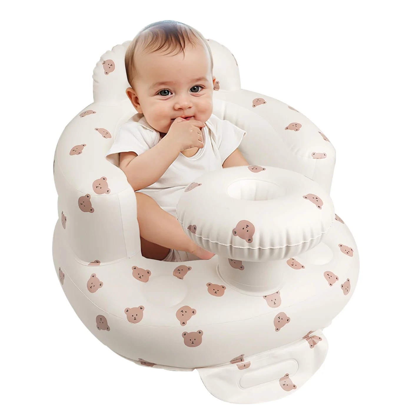 EKEPE Inflatable Baby Floor Seat with Feeding Tray and Built-in Pump (Bear Design, 50 cm x 45 cm) aqlsc