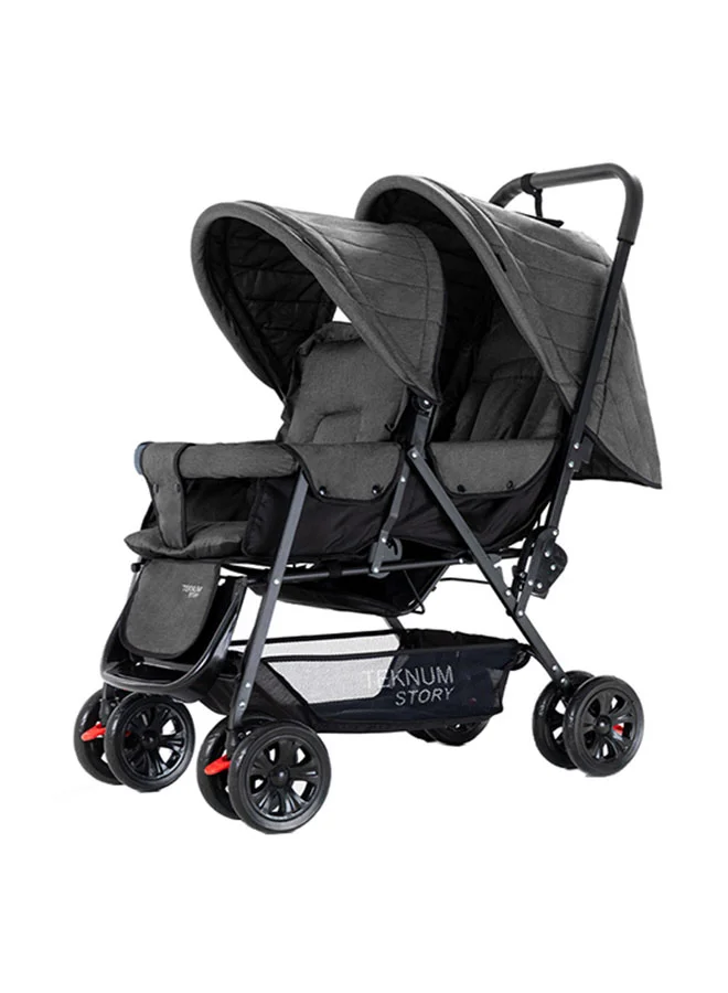 TEKNUM Double Baby Stroller Premium Lightweight Foldable Pushchair for Infants (Dark Grey, 6-9 Months) r2grb
