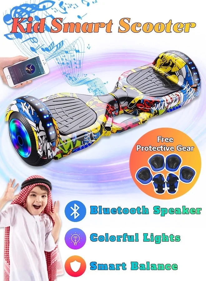 Arabest Self-Balancing Electric Scooter with LED Lights and Bluetooth Speaker (7 inch, Kids) mbo20
