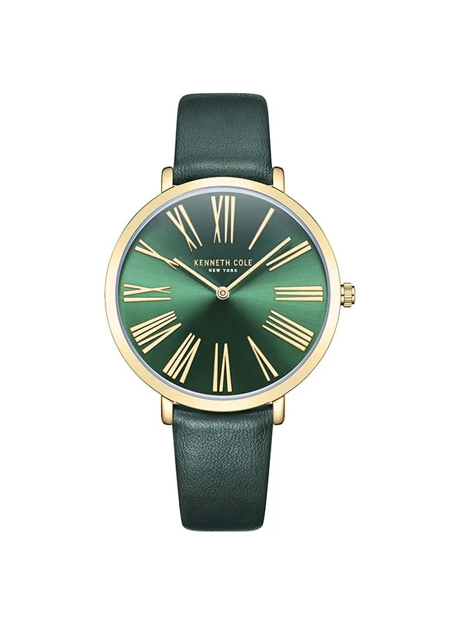 Modern Classic Quartz Analog Watch for Women Green Dial Leather Strap (38mm) p5d1b