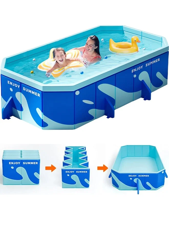 TAPIT Foldable Non-Inflatable Swimming Pool Premium Hard Plastic Shell Outdoor Backyard Pool for Kids and Adults (160 cm) hxn9x