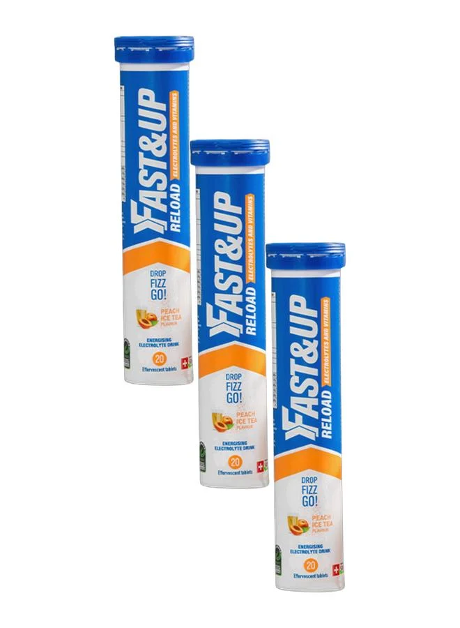 FAST&UP Reload Hydration Electrolyte Supplement Peach Ice Tea Flavor (60 Effervescent Tablets) 9g72e