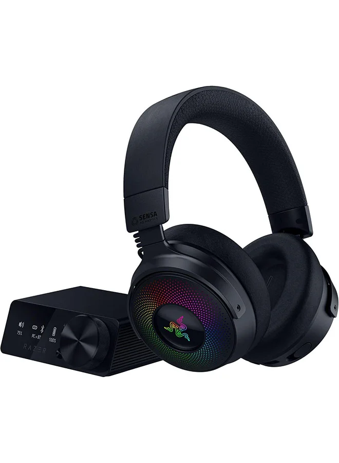 Premium Wireless Gaming Headset with OLED Control Hub and 40mm Drivers, Retractable Wideband Microphone, Professional Audio for PC Gaming (Black) o3t2z