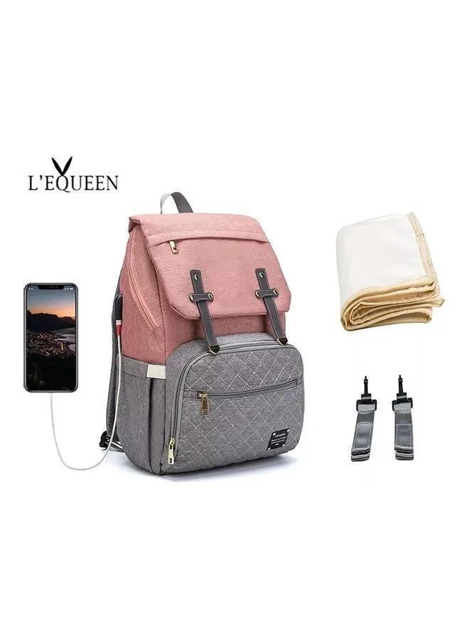 LEQUEEN Diaper Backpack Set with USB Charging Port (Large Capacity, Waterproof, For Newborn Parents) q5sqv