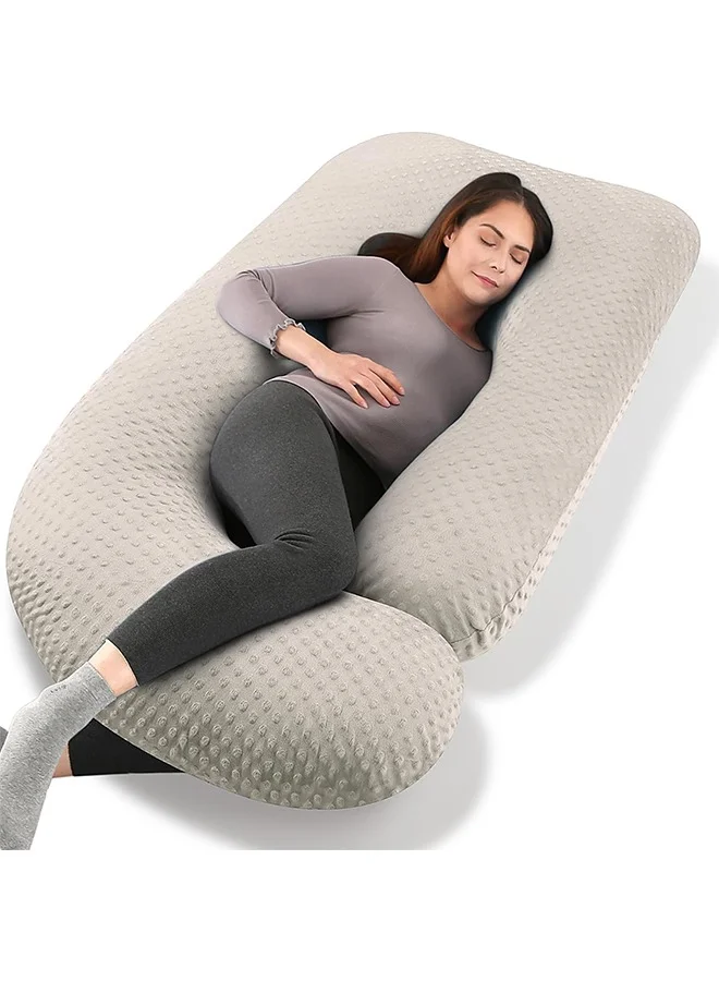 VTERLY U-Shape Maternity Pillow, Full Body Support Cushion with Removable Velvet Cover (Grey, 180cm) ur46u