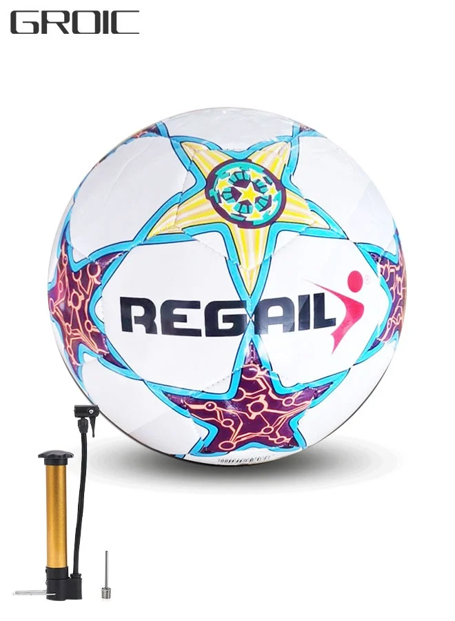 GROIC Soccer Ball Size 5 Premium PU Leather Football (Waterproof, Wear-Resistant) for Training and Outdoor Matches e3v35