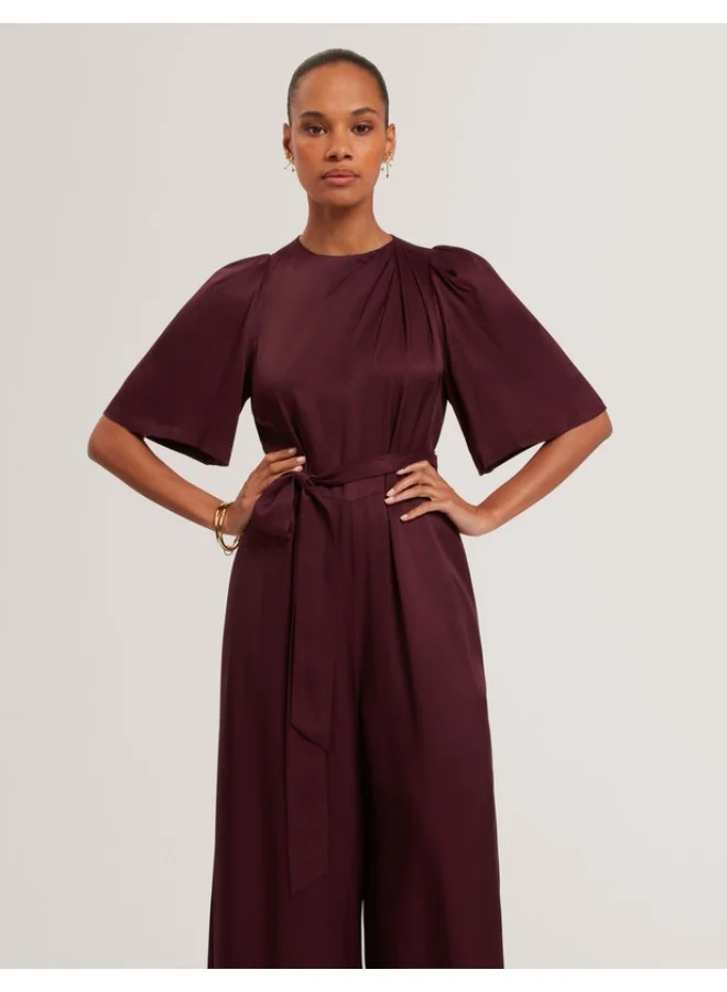 Premium Drape Neck Wide Leg Jumpsuit Elegant Sleeveless Evening Wear for Women (Viscose, One Size) y6arq