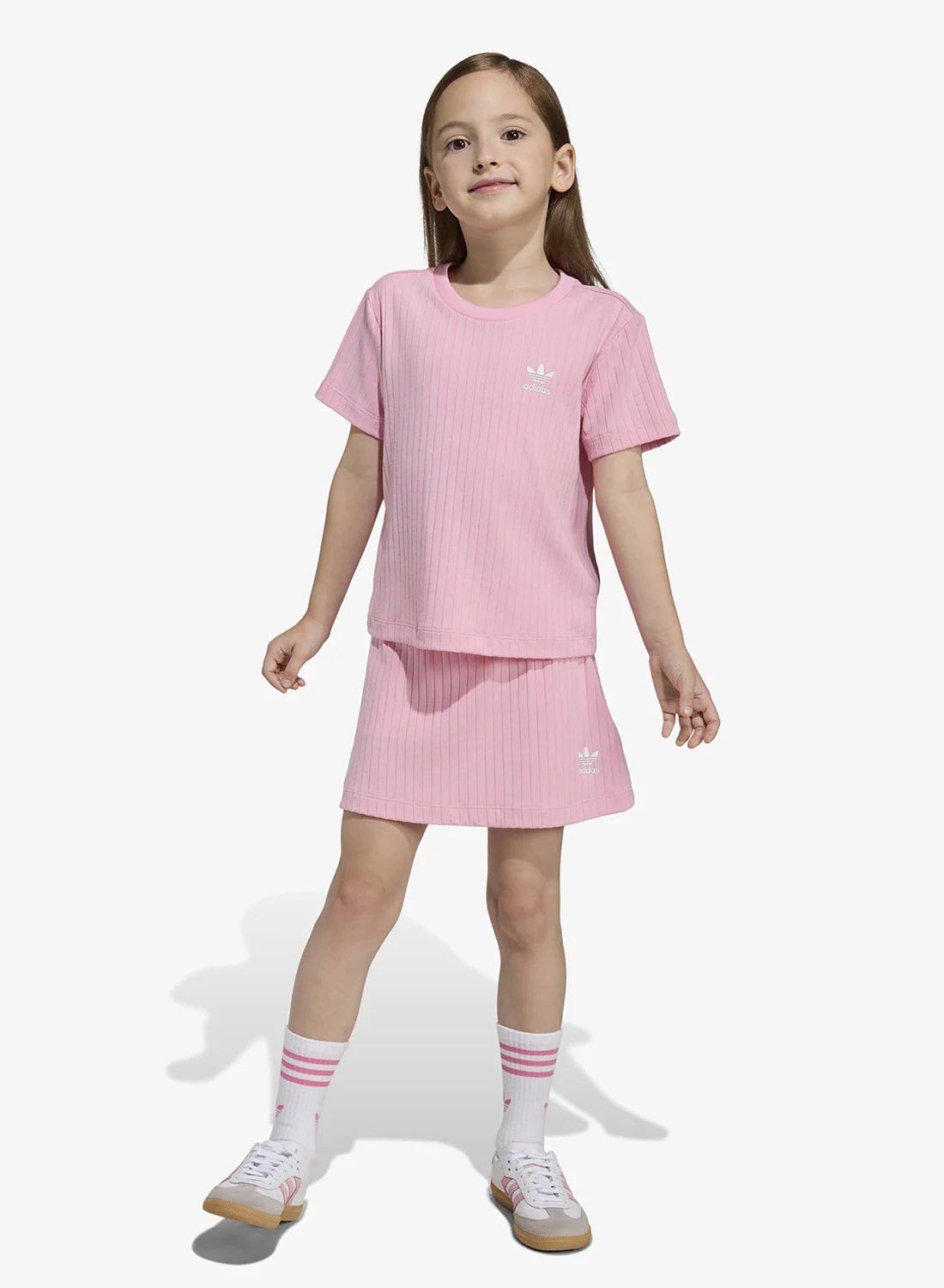 Sport Originals Kids Ribbed Skort and T-Shirt Set Premium Cotton Blend Casual Outfit (Pink, 5-6 Years) y6kaw
