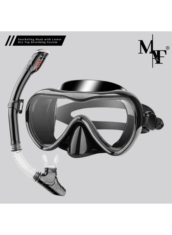 M.A&F's Panoramic Snorkeling Mask with Dry Top Breathing System and Tempered Glass (Adults and Youth, One Size) ff8wh