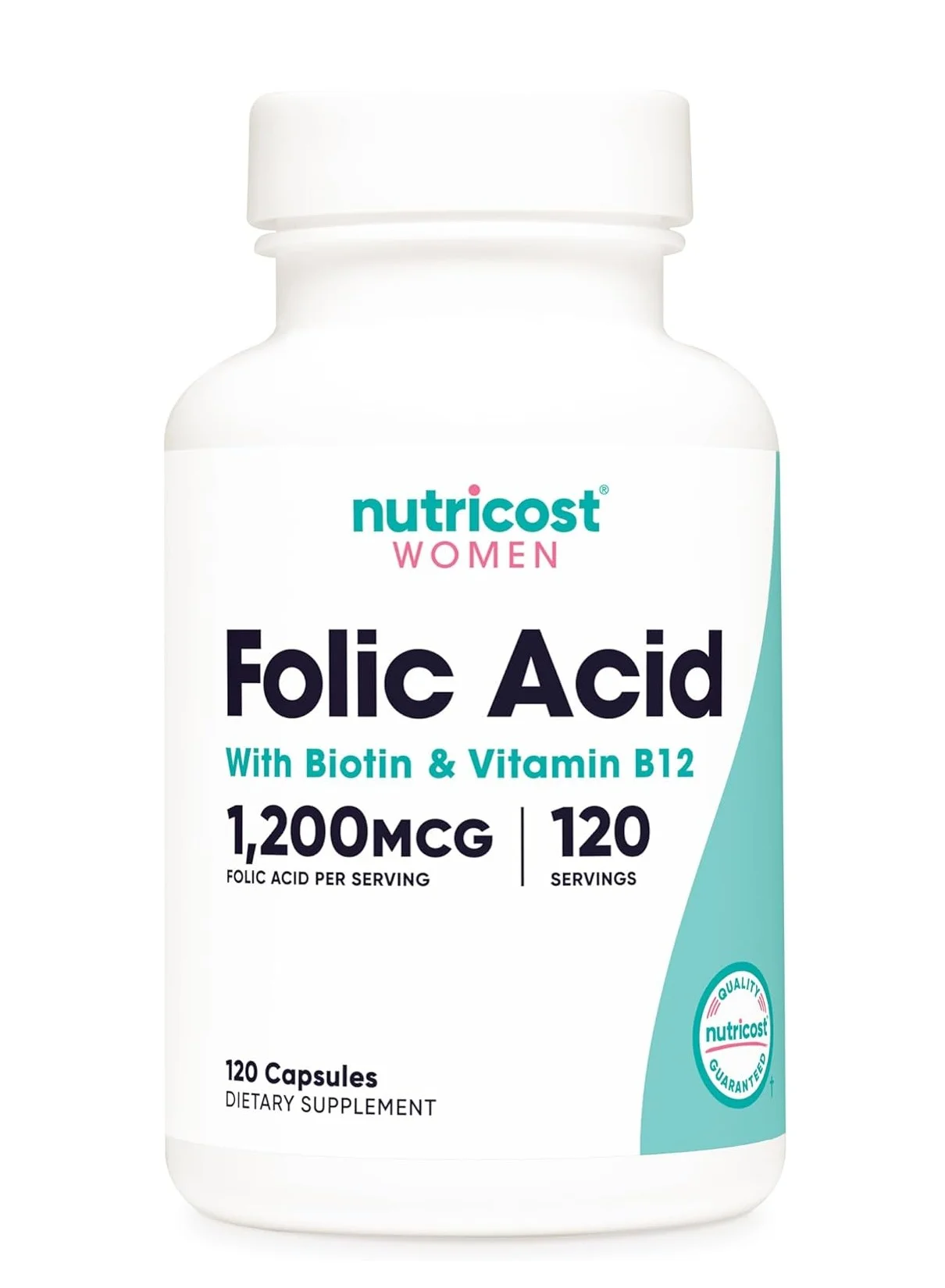 Premium Folic Acid Supplement for Women (1200mcg, 120 Capsules) kh6r3