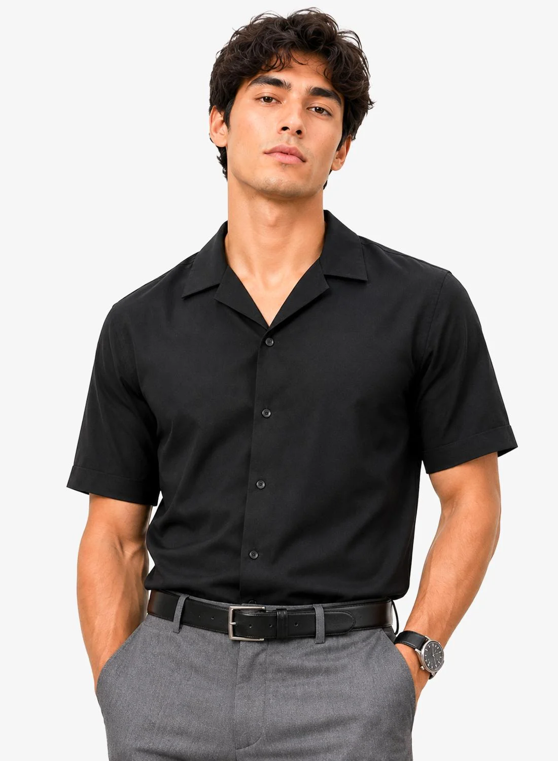 JACK & JONES Casual Short Sleeve Shirt Premium Cotton Breathable Summer Top for Men (Size L) i14xp
