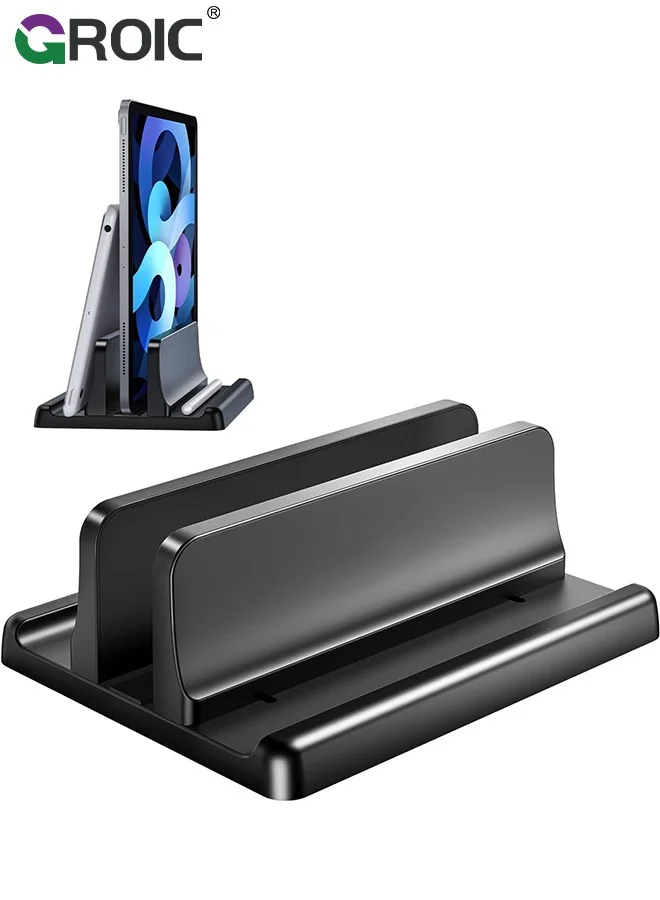 GROIC Vertical Laptop Stand Adjustable Desktop Holder with Rubber Padding (1 Slot) pjxwg