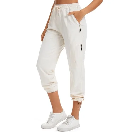 Toomett Womens Hiking Cargo Pants Quick Dry UPF50 Outdoor Travel Trousers with Pockets (Light Beige, M) 6qq01