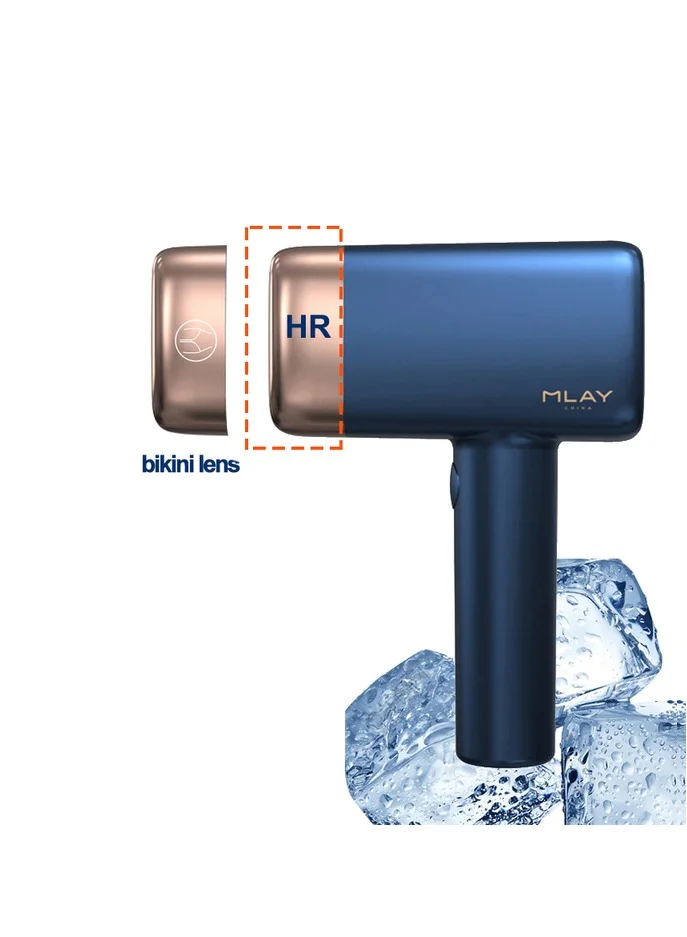MLAY T14 IPL Hair Removal Device with Ice Compression and Replaceable Lenses (Dark Blue) nh32t