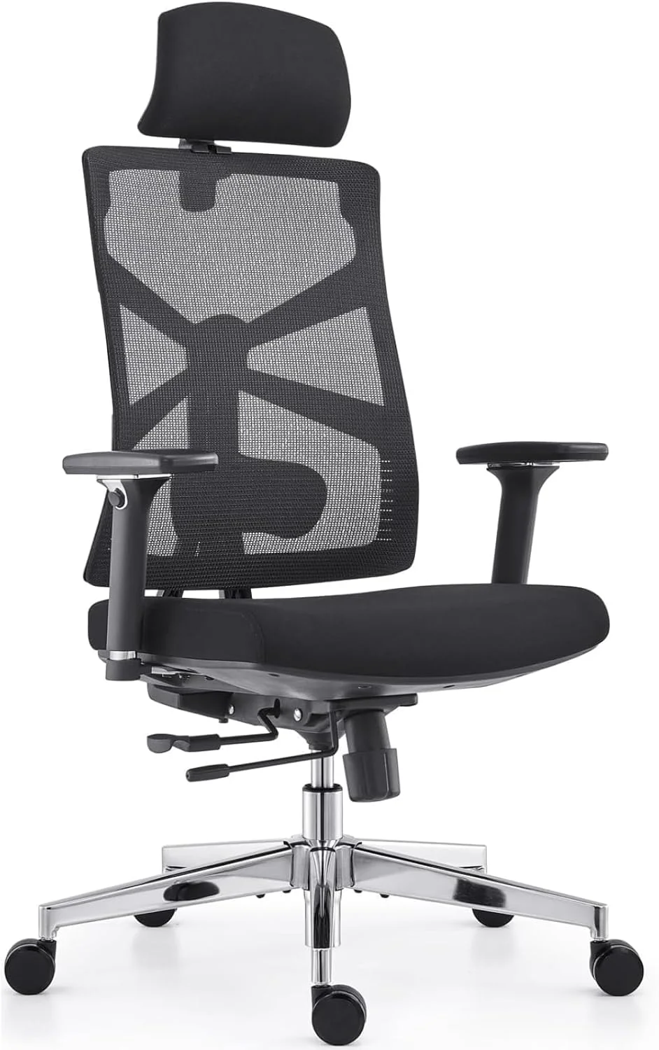 HOLLUDLE Ergonomic Office Chair with Adaptive Backrest and 4D Armrests (Black, High Back) zwgyi