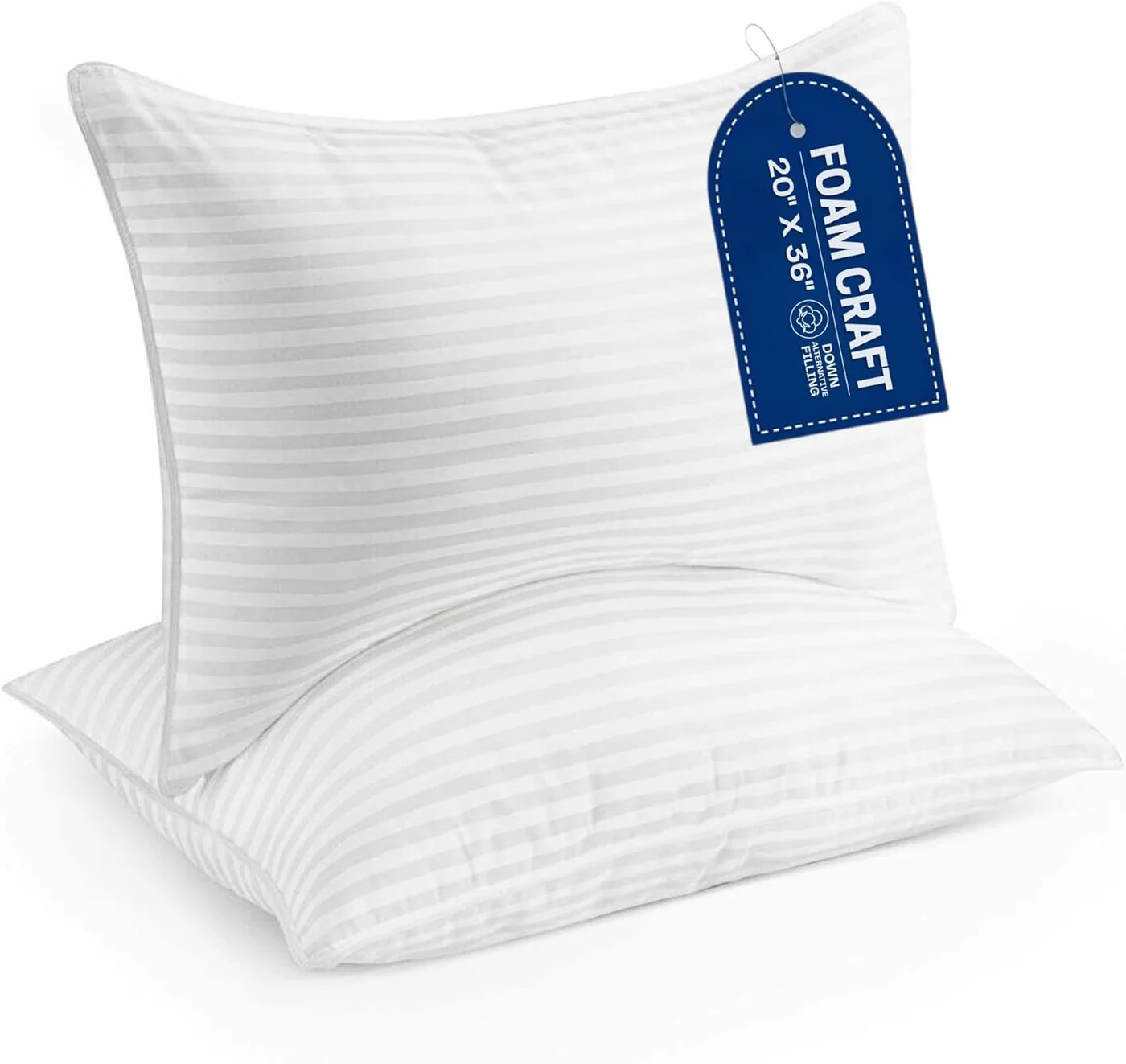 FOAM CRAFT Premium Down Alternative Bed Pillows (Striped, King Size, 50 cm x 91 cm, Pack of 4) zo7c0