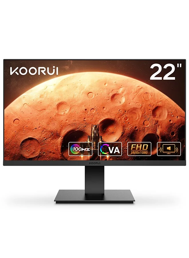 KOORUI 22-Inch Full HD LED Monitor 100Hz Refresh Rate 5ms Response Time (Black, 22-Inch) 9xxpm