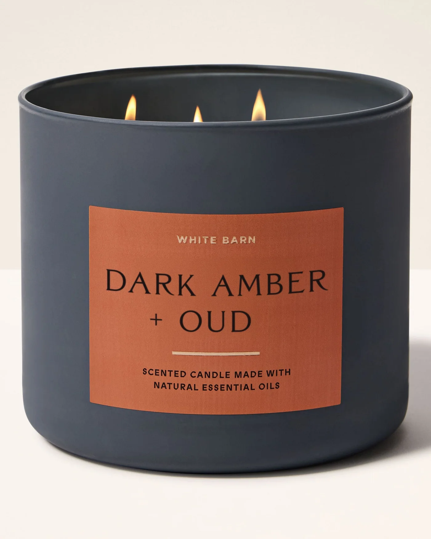 Premium Dark Amber & Oud Scented Candle (3-Wick, 411g) Long-Lasting Home Fragrance for Living Room 4x0gp