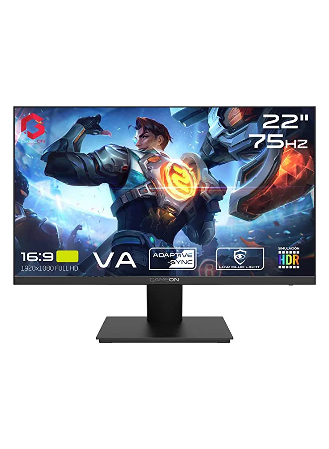 GAMEON 22 Inch FHD Gaming Monitor 75Hz VA Flat Display (Black, 55 cm) oq4iy