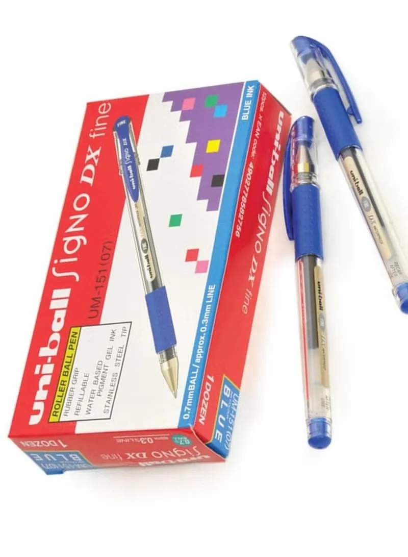 Uniball Signo DX Gel Ink Pen 0.7 mm Blue (12 Pack) Premium Smooth Writing Instrument for Office and School m3qpn