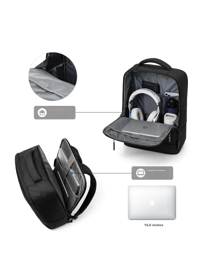 Premium Business Commute Laptop Backpack, Large Capacity Travel Bag for Men and Women (Fits 15.6-inch Laptop, Black) c4qbn
