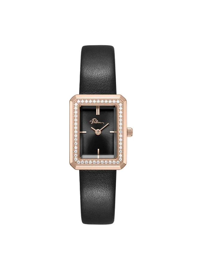 Uloya Women Analog Quartz Watch Genuine Leather Strap (Black, 21.7mm) gay7a