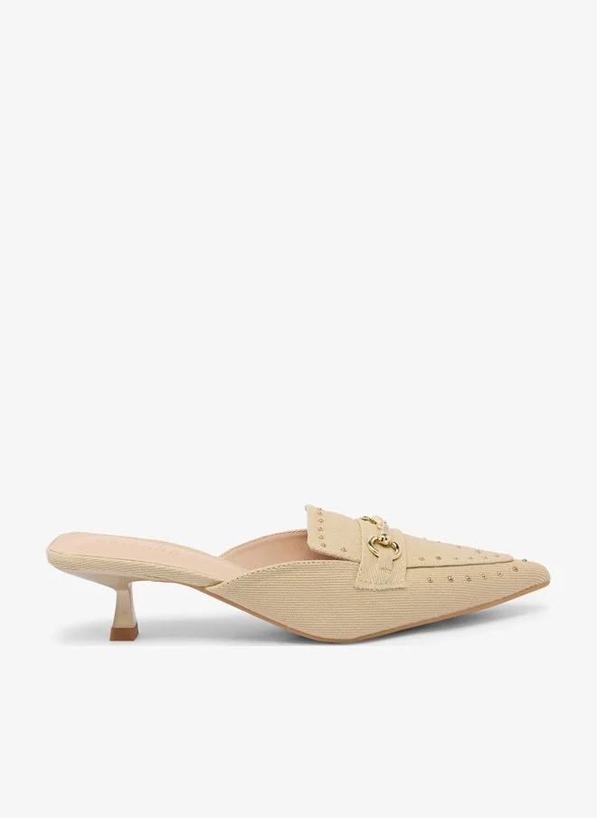 Khizana Open Back Kitten Heel Pumps Premium Elegant Pointed Toe Footwear for Women (Beige, 38 EU) 2hnlw