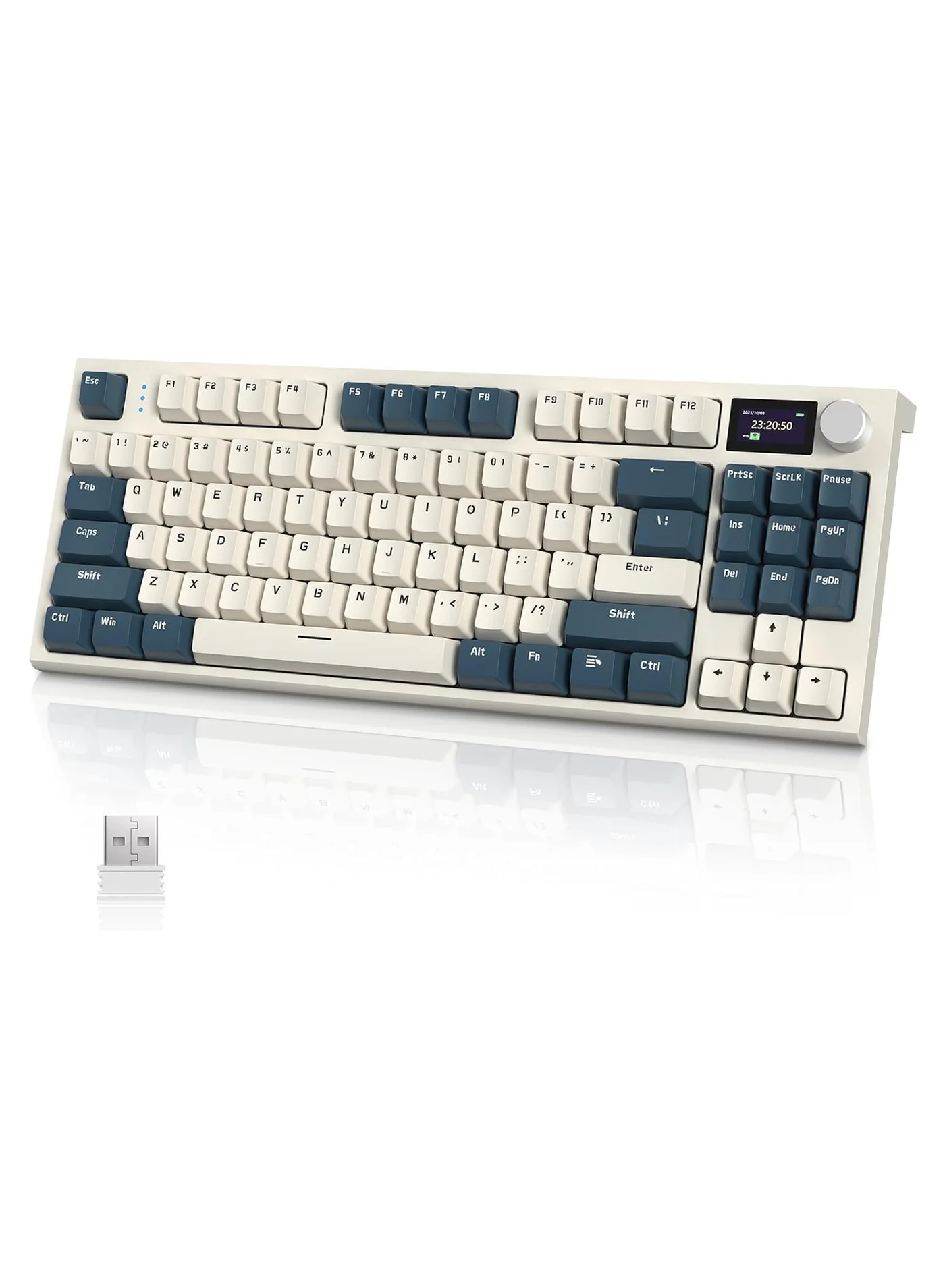 Attack Shark K86 Wireless Mechanical Gaming Keyboard Gasket Mount RGB Backlit with TFT Display and Metal Knob (Blue, 87-Key) 496un