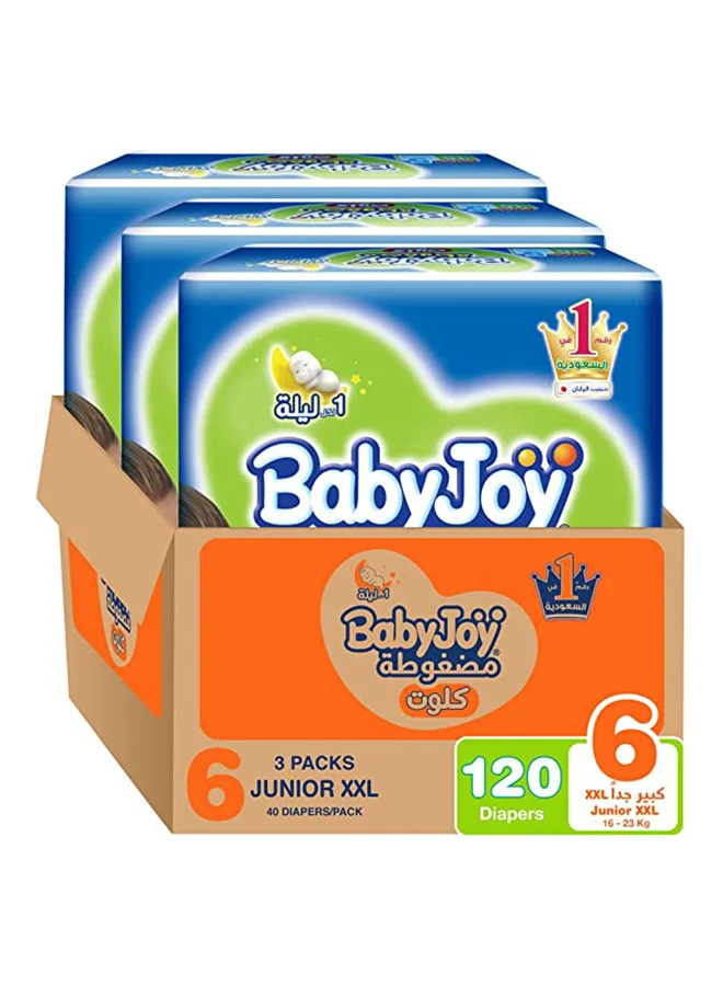 BabyJoy Compressed Culotte Pants Diapers (Size 6, Junior XXL, 16-23 kg, 120 Count) itaz9
